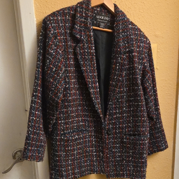 Adolfo Women's Black and Red Checkered Blazer - Picture 6 of 10